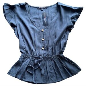 NWT Peplum Top with Flutter Sleeves